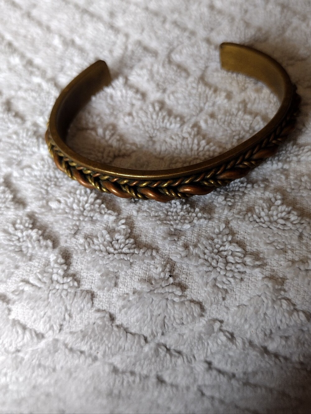 Braided Metal Cuff Bracelet in Antique Brass Tone